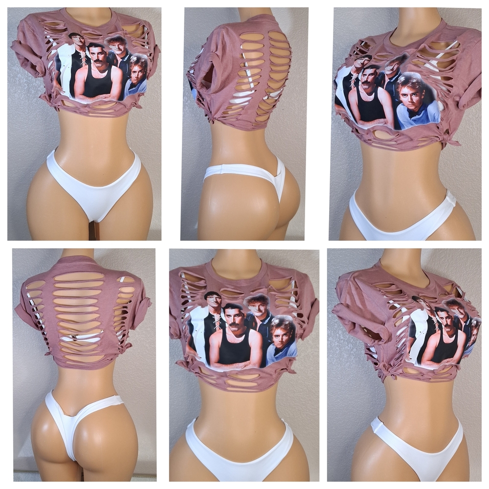 Women's Pink Graphic Cut-Out Top